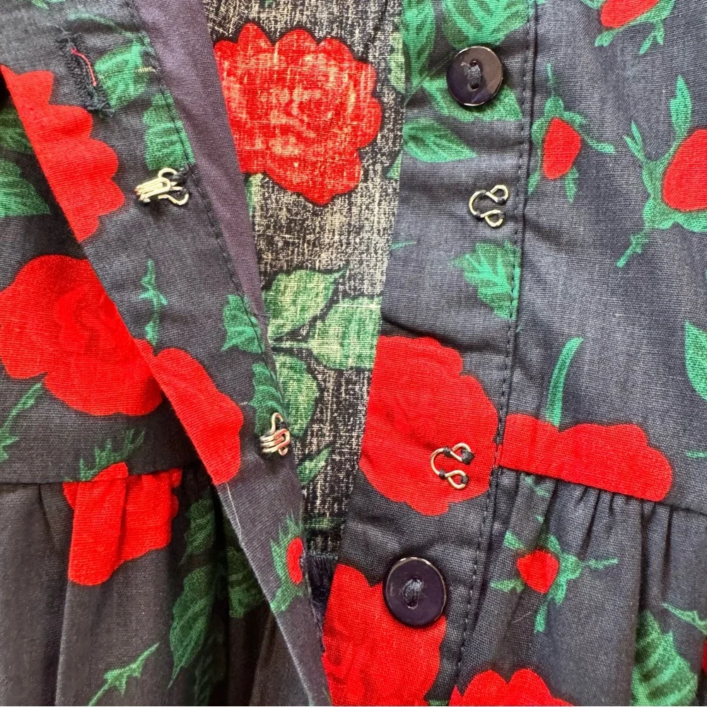 NWT Trish Scully Constance Maxi Dress Navy Rose Floral 12 Rhinestone Long Sleeve - Picture 11 of 17